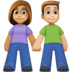 👩🏽‍🤝‍👨🏼 woman and man holding hands: medium skin tone, medium-light skin tone display on Facebook